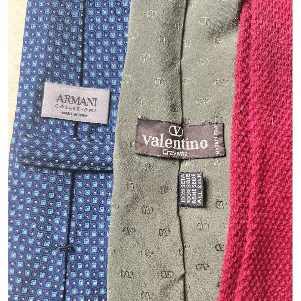 LOT OF 11 Designer Italian Men’s Neck Ties Armani Emilio Pucci Valentino Etro
